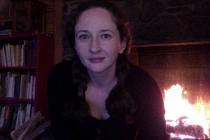 Self portrait by the fire